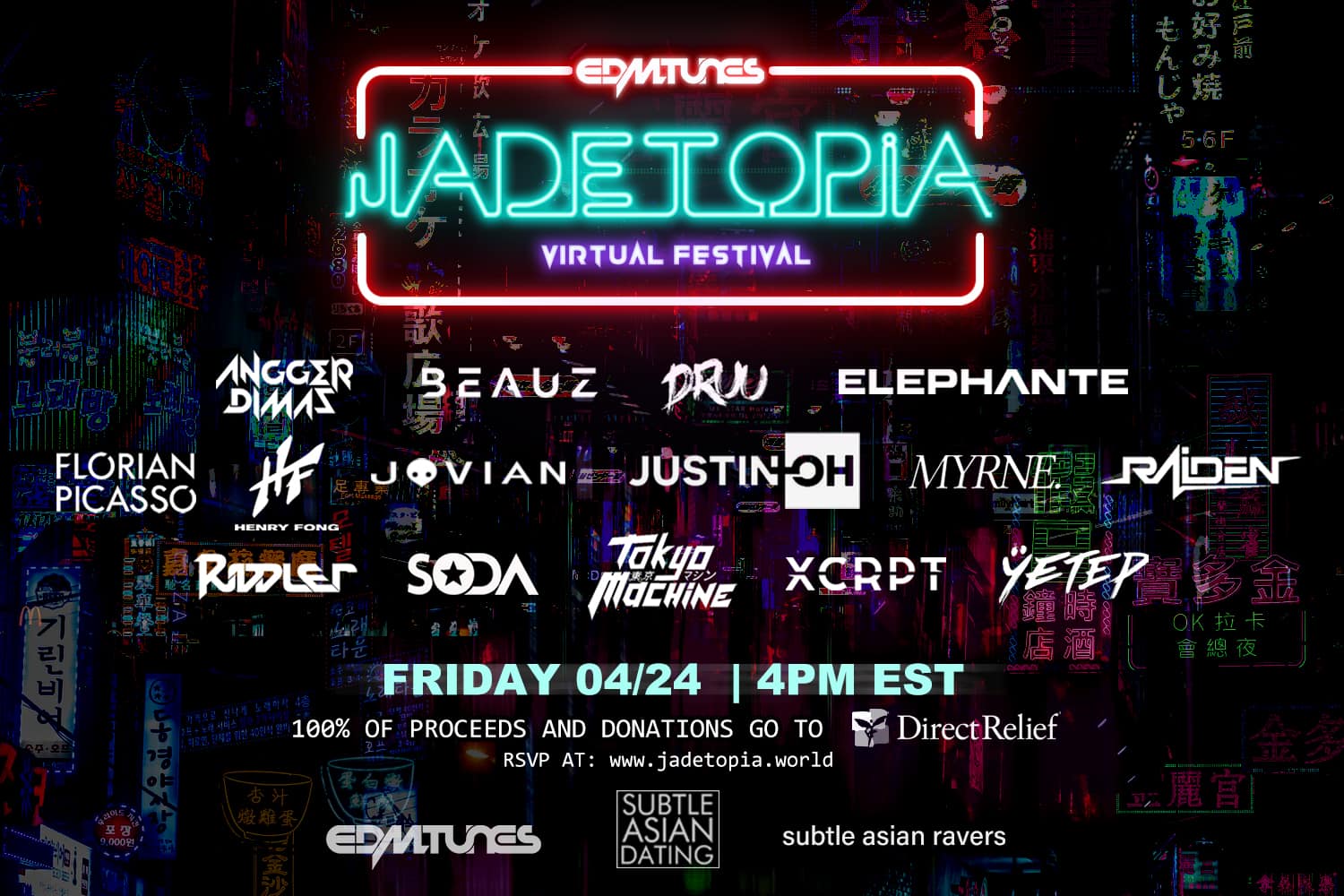 VIRTUAL FESTIVAL JADETOPIA LAUNCHES FOR COVID-19 RELIEF WITH FULL ASIAN LINEUP FT. FLORIAN PICASSO, ELEPHANTE AND MORE