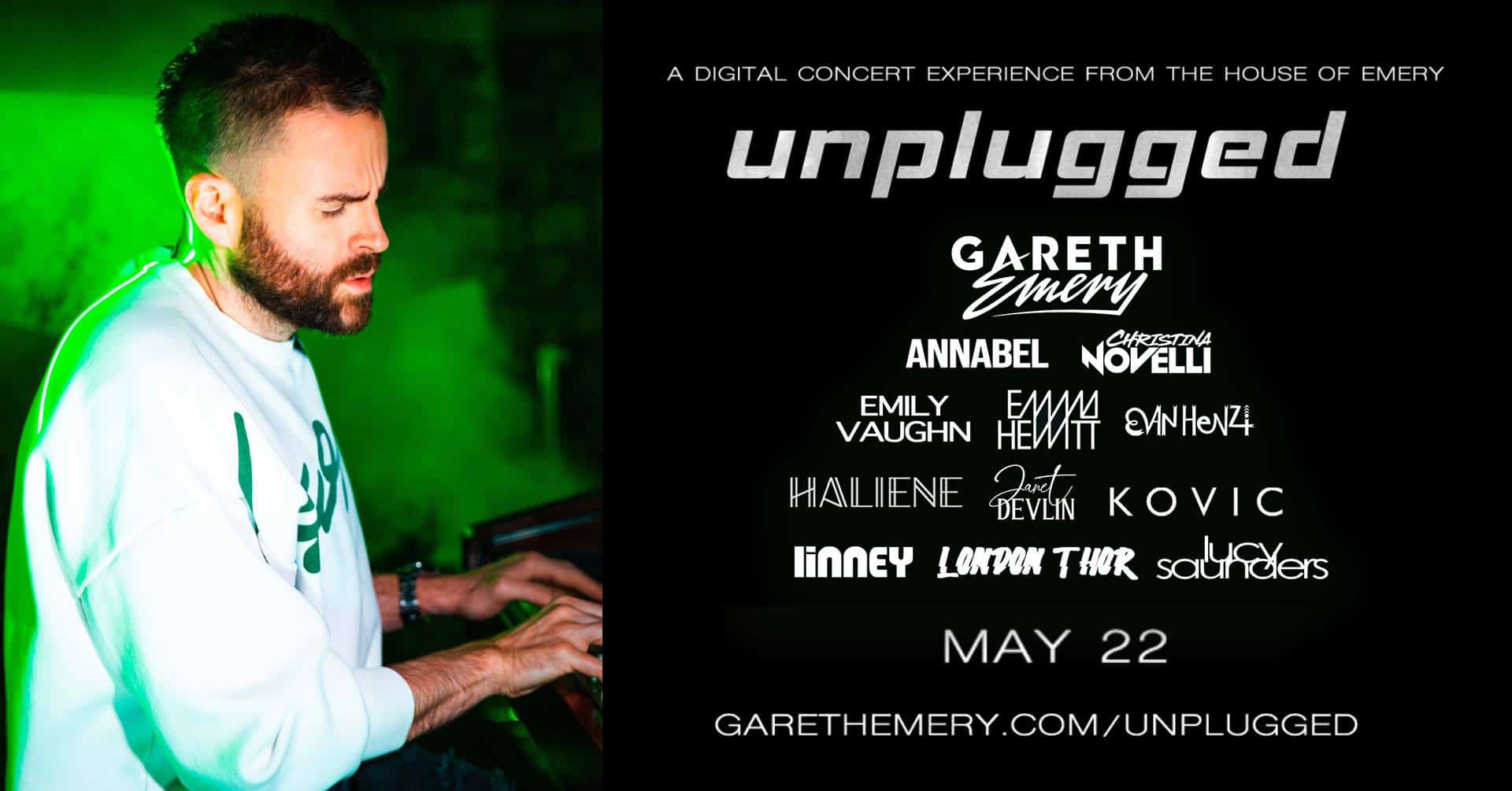 Gareth Emery Announces First-Ever UNPLUGGED Digital Concert Featuring the Greatest Vocalists in Trance Music
