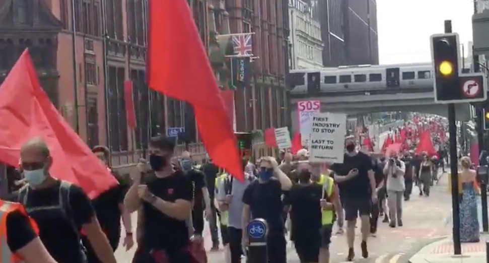 Music industry workers march in Manchester calling for government support