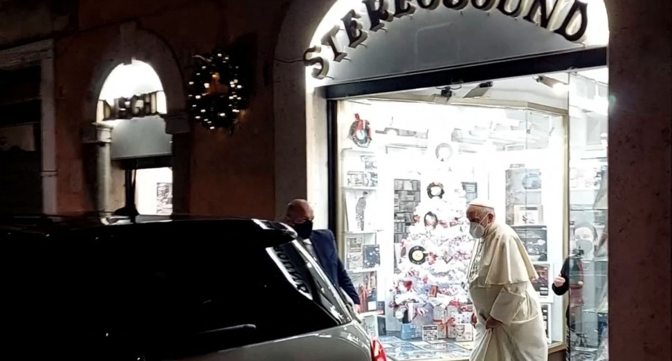 The Pope spotted at record store in Rome