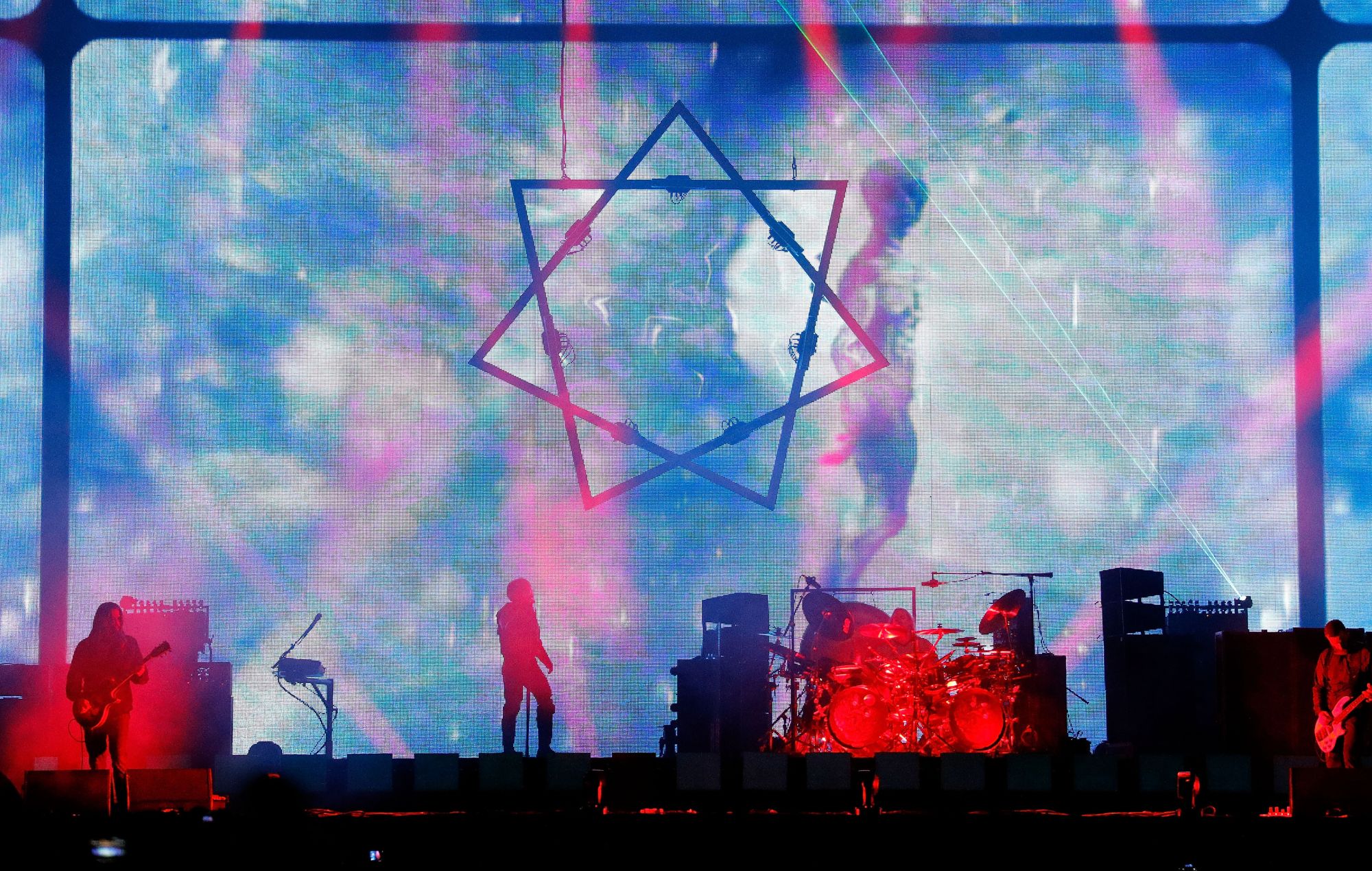 Adam Jones, Maynard James Keenan, Danny Carey and Justin Chancellor of Tool perform live onstage during 2017 Governors Ball Music Festival
